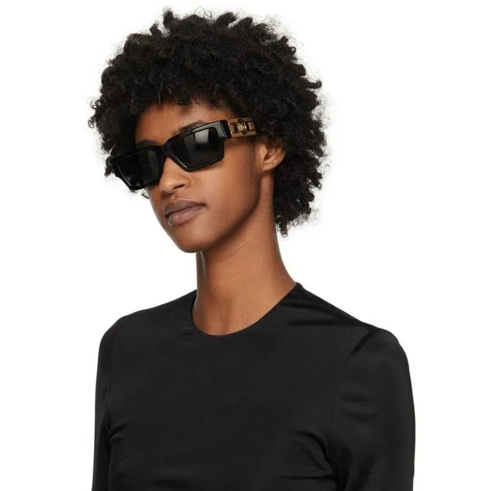 NEW Versace VE4459 Medusa Deco 314/87 White Grey Rectangle Unisex Sunglasses